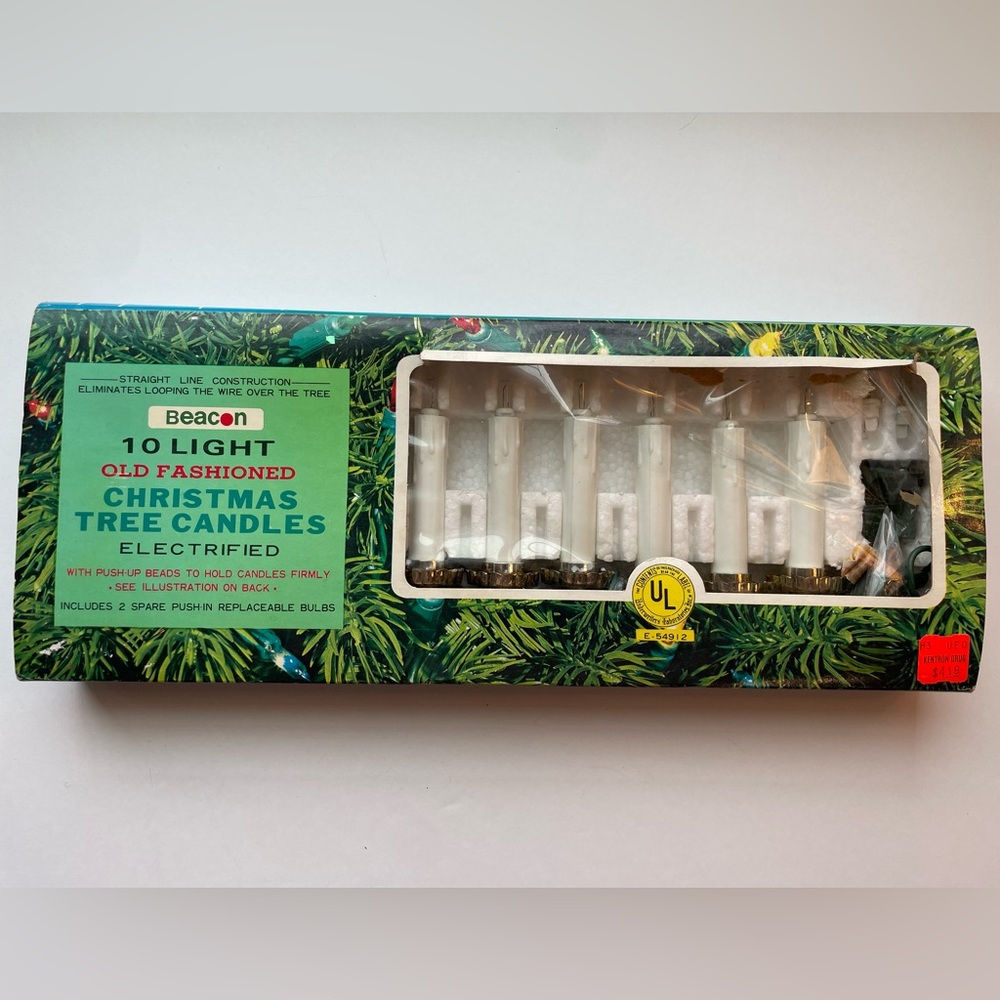 Vintage Beacon 10 light old fashioned Christmas tree candles electrified. New